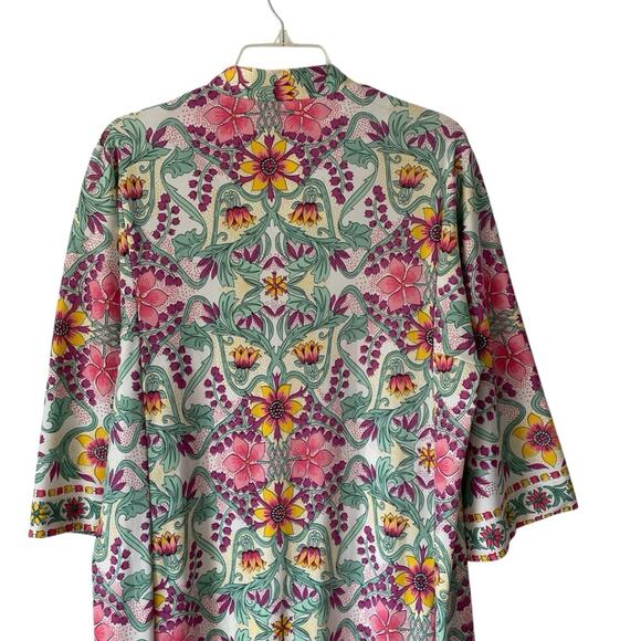 Evelyn Pearson 60s Vintage Psychedelic Loungewear Robe Cover Up Zipper Floral - Picture 5 of 9